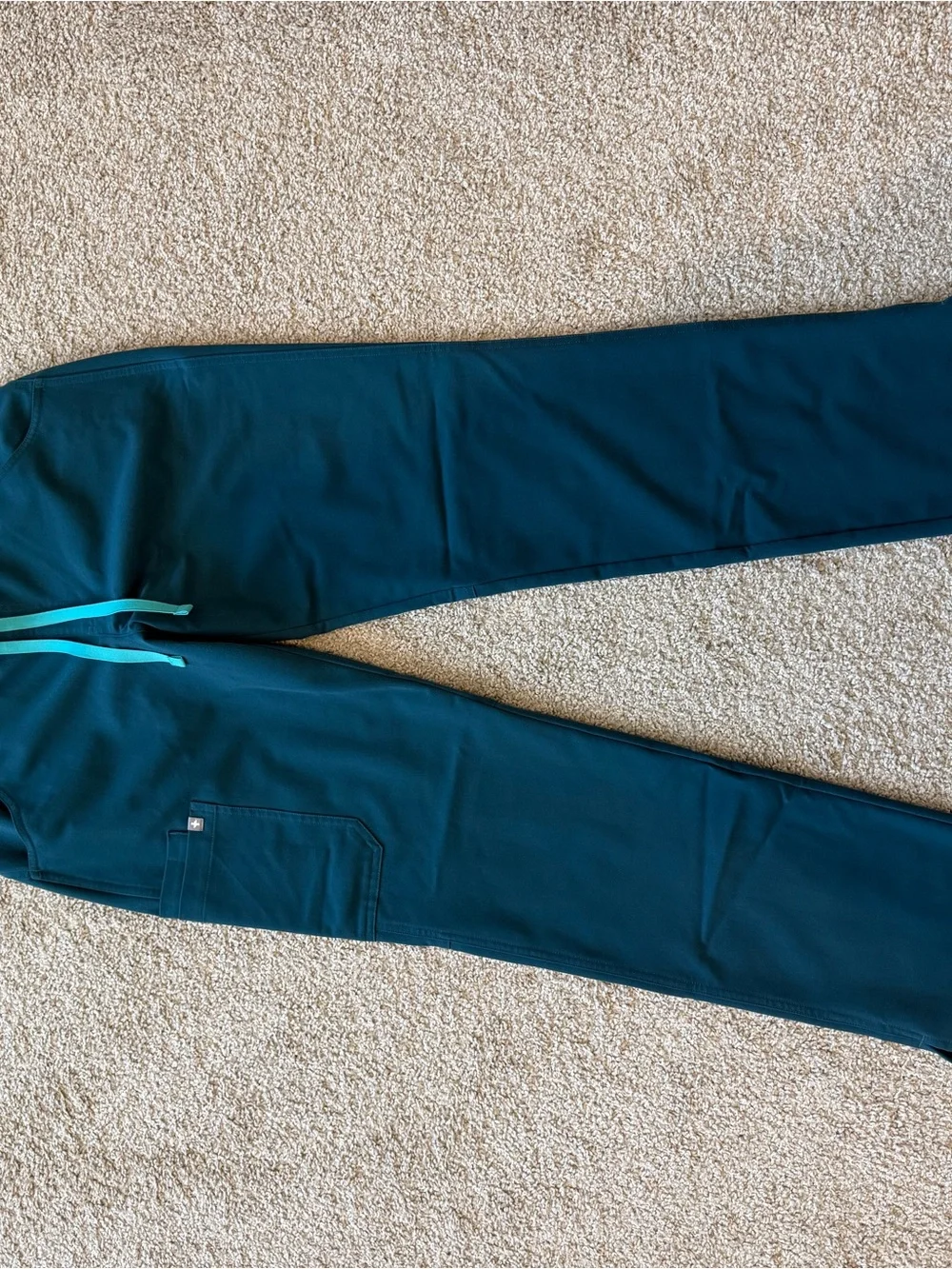 🩺 FIGS Caribbean Blue Medical Scrub Pants with Light Teal Drawstring Med/Tall - Picture 4 of 10